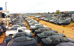 Used cars at the Berger Automobile Market, Lagos.