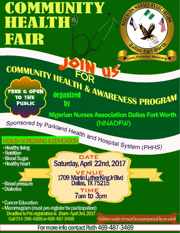 Nigerian Nurses Association-Dallas-Forth Worth, Community Fair ...