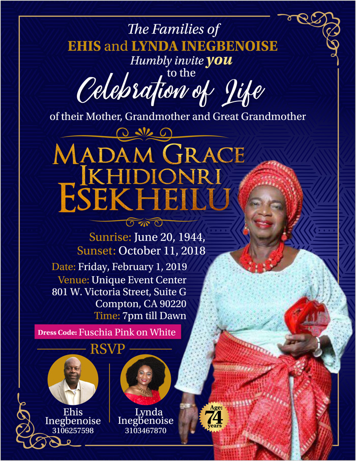 Celebration of Life - Madam Grace Ikhidionri Esehkeilu - LifeAndTimes News