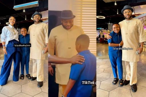 Olakunle Churchill reunites with son, Tonto Dikeh after 10-year rift