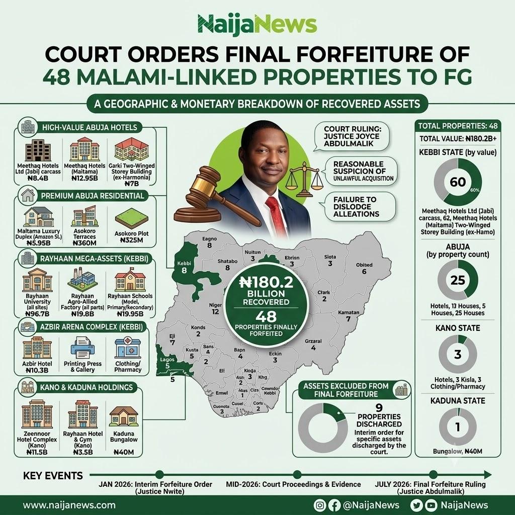Full List Of 48 Malami-linked Properties Forfeited To FG